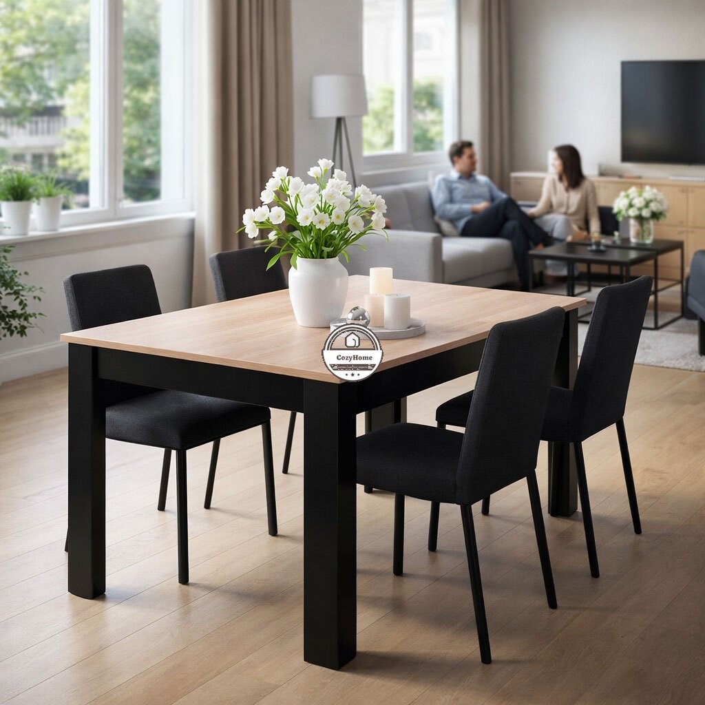 Stačiakampis virtuvės-valgomojo stalas 4 asmenims, 120x80 cm, Sonoma ąžuolas, ModernHome (Kopija) 2 Stačiakampis virtuvės-valgomojo stalas 4 asmenims, 120x80 cm, Sonoma ąžuolas, ModernHome (Kopija) 2