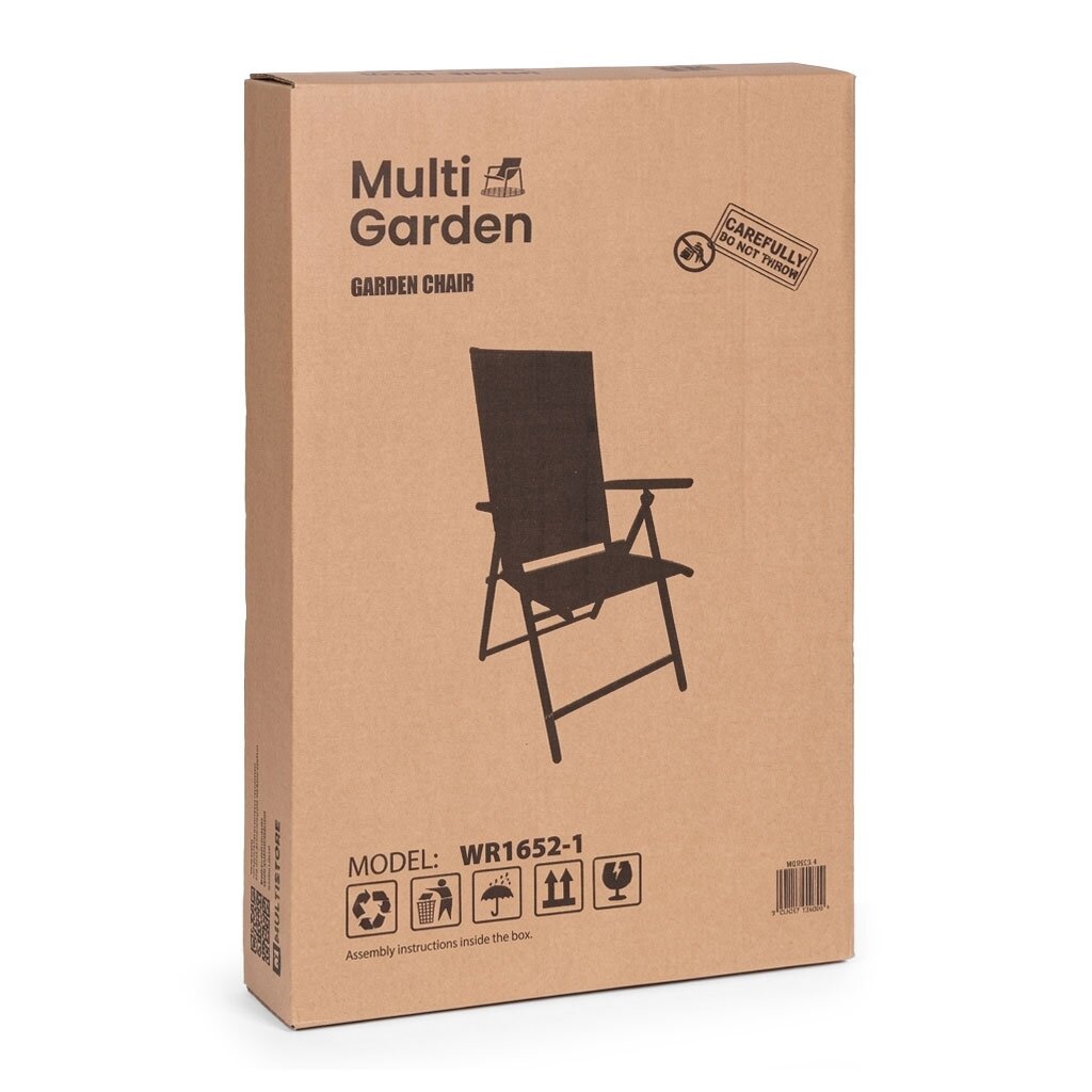 Sulankstoma plieninė sodo kėdė su reguliuojamu atlošu, juoda, „MultiGarden“ 8 Sulankstoma plieninė sodo kėdė su reguliuojamu atlošu, juoda, „MultiGarden“ 8