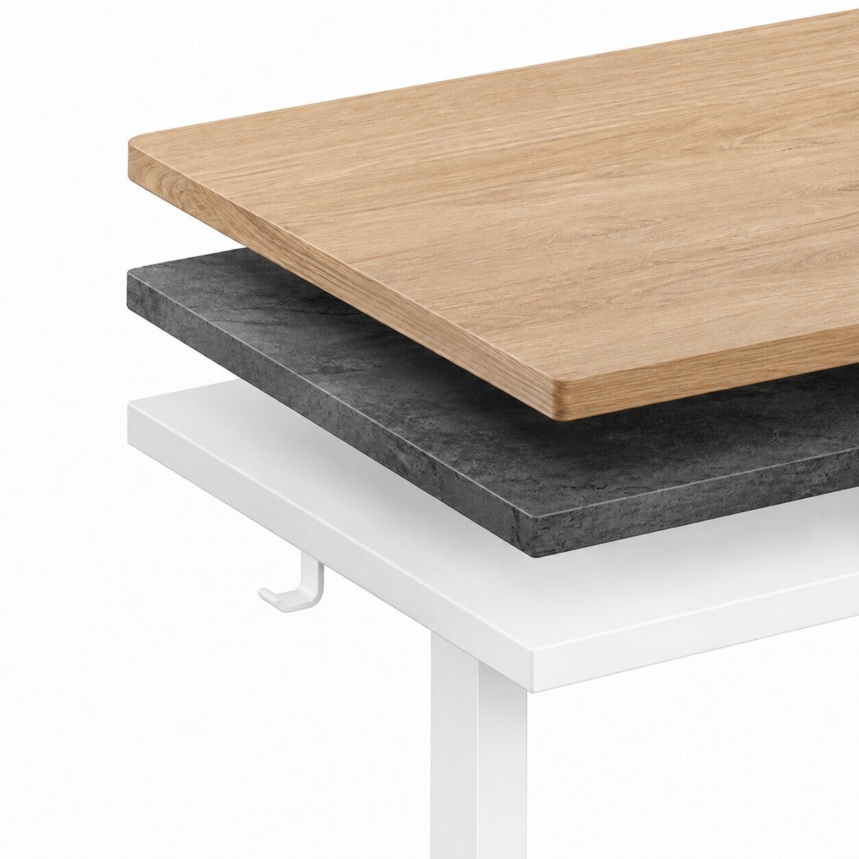 Elektrinis stalo rėmas, aukščio reguliavimas 72–118 cm, stalviršio pakėlimas iki 160 cm, baltas ModernHome 2