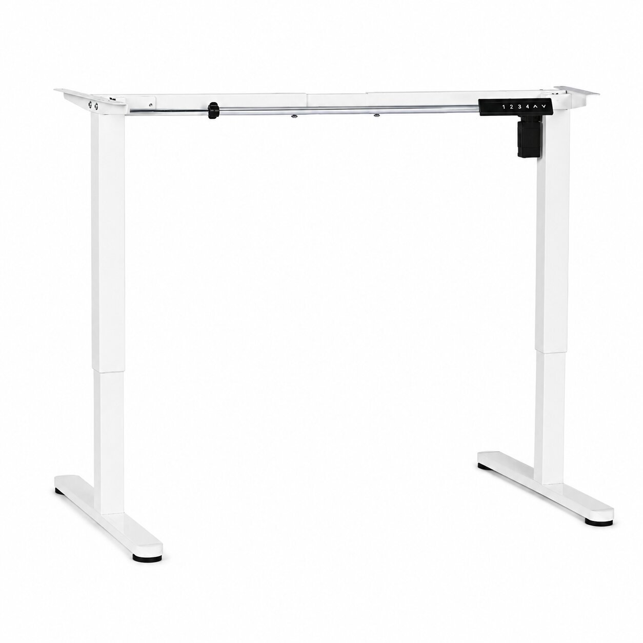 Elektrinis stalo rėmas, aukščio reguliavimas 72–118 cm, stalviršio pakėlimas iki 160 cm, baltas ModernHome 4 Elektrinis stalo rėmas, aukščio reguliavimas 72–118 cm, stalviršio pakėlimas iki 160 cm, baltas ModernHome 4