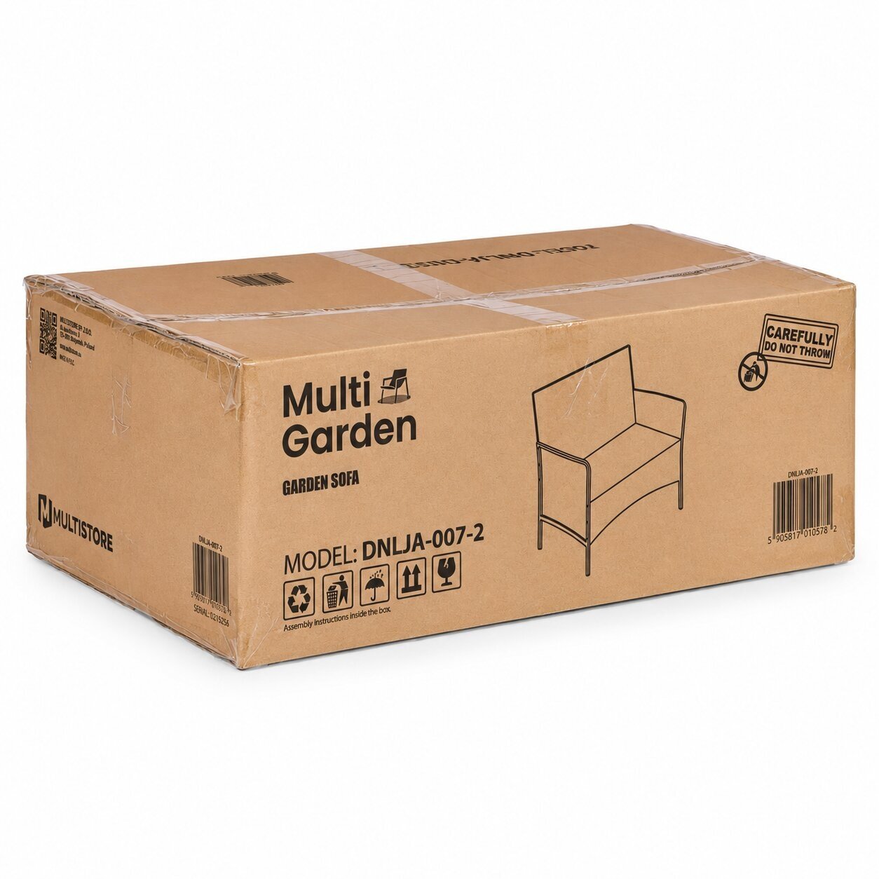 Dvivietė sodo sofa su pagalvėle, suolas balkonui, terasai, sodui, ruda, „MultiGarden“ 8