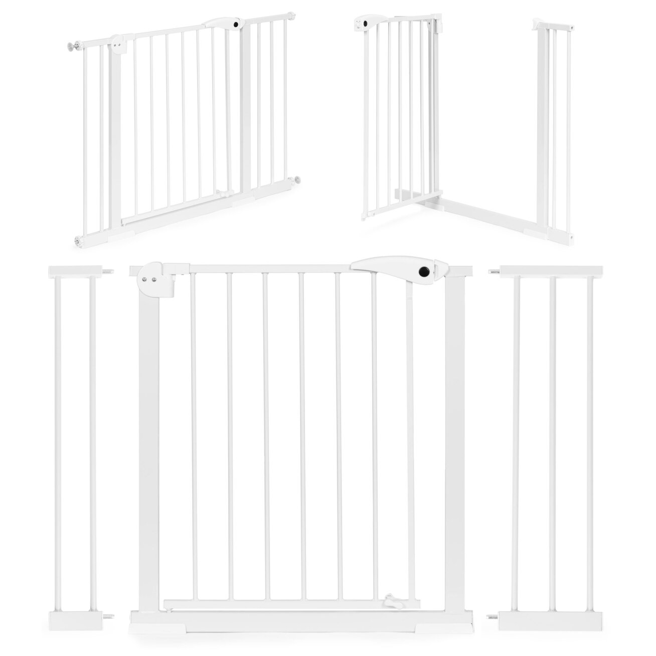 Apsauginiai varteliai 74-105 cm laiptams ir durims, plieniniai, su papildomomis panelėmis, balti ECOTOYS Apsauginiai varteliai 74-105 cm laiptams ir durims, plieniniai, su papildomomis panelėmis, balti ECOTOYS