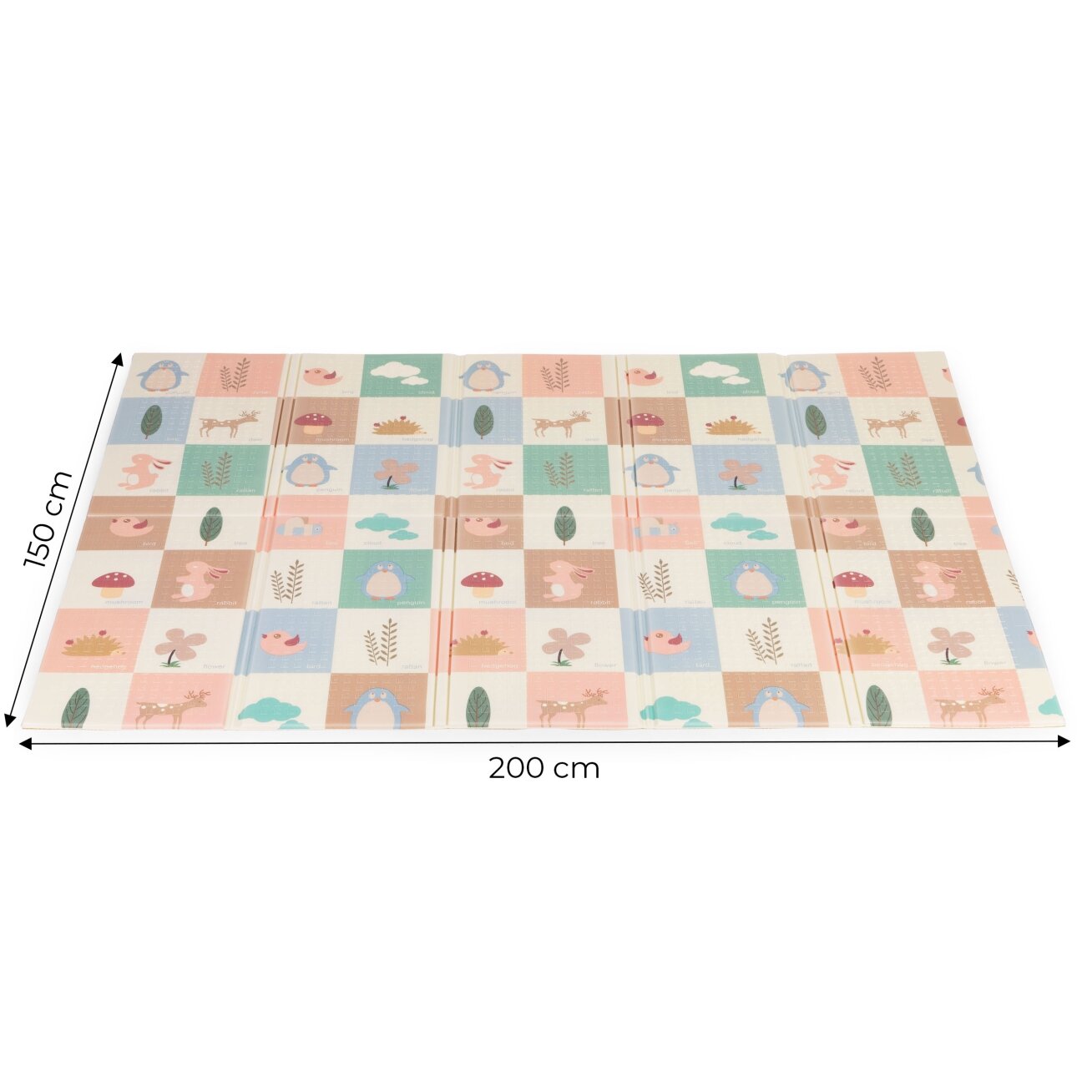 Vaikiškas sulankstomas dvipusis edukacinis putplasčio kilimėlis 200x150 cm + IPLAY krepšys 9