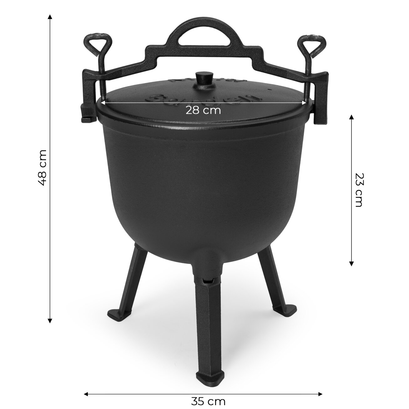 Ketaus emaliuotas katilas 10 l, pastatomas medžioklės puodas, laužo kepsninė, „MultiGarden“ 9