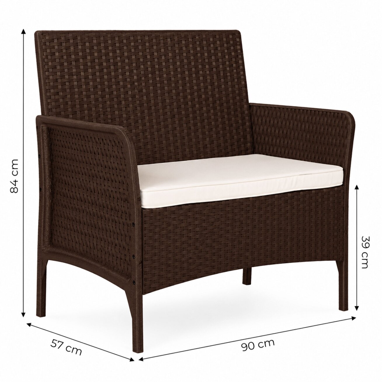 Dvivietė sodo sofa su pagalvėle, suolas balkonui, terasai, sodui, ruda, „MultiGarden“ 9