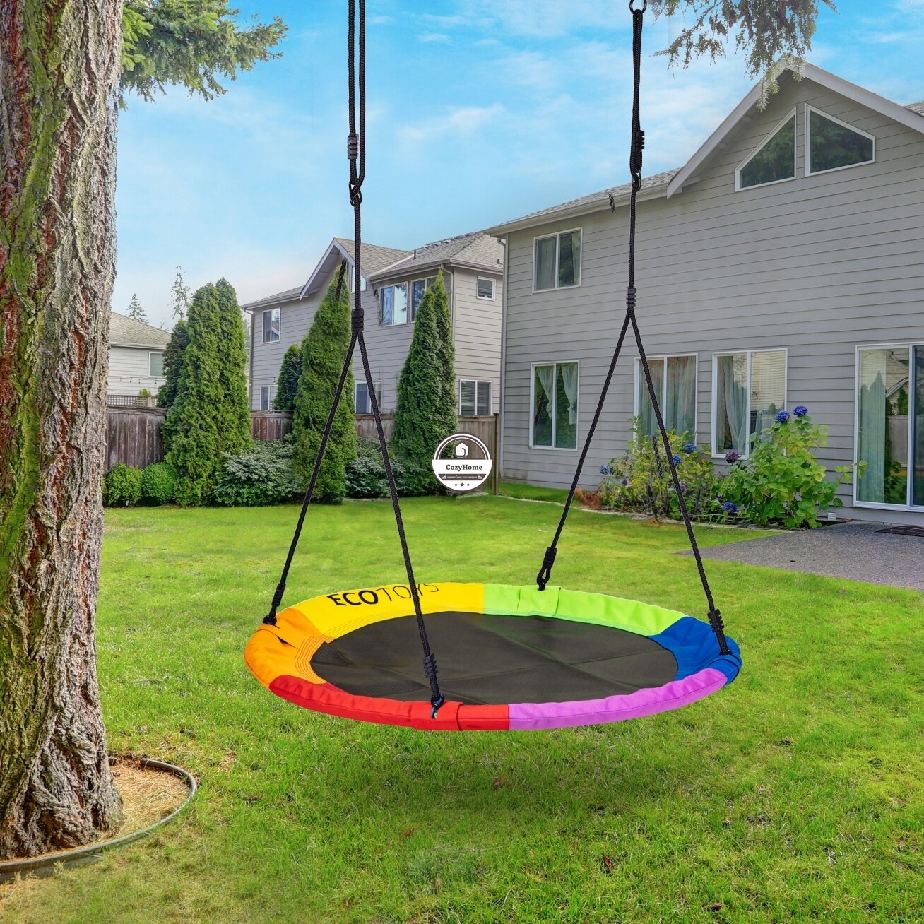 Gandro lizdo sodo sūpynės 100 cm spalvingos ECOTOYS 1 Gandro lizdo sodo sūpynės 100 cm spalvingos ECOTOYS 1