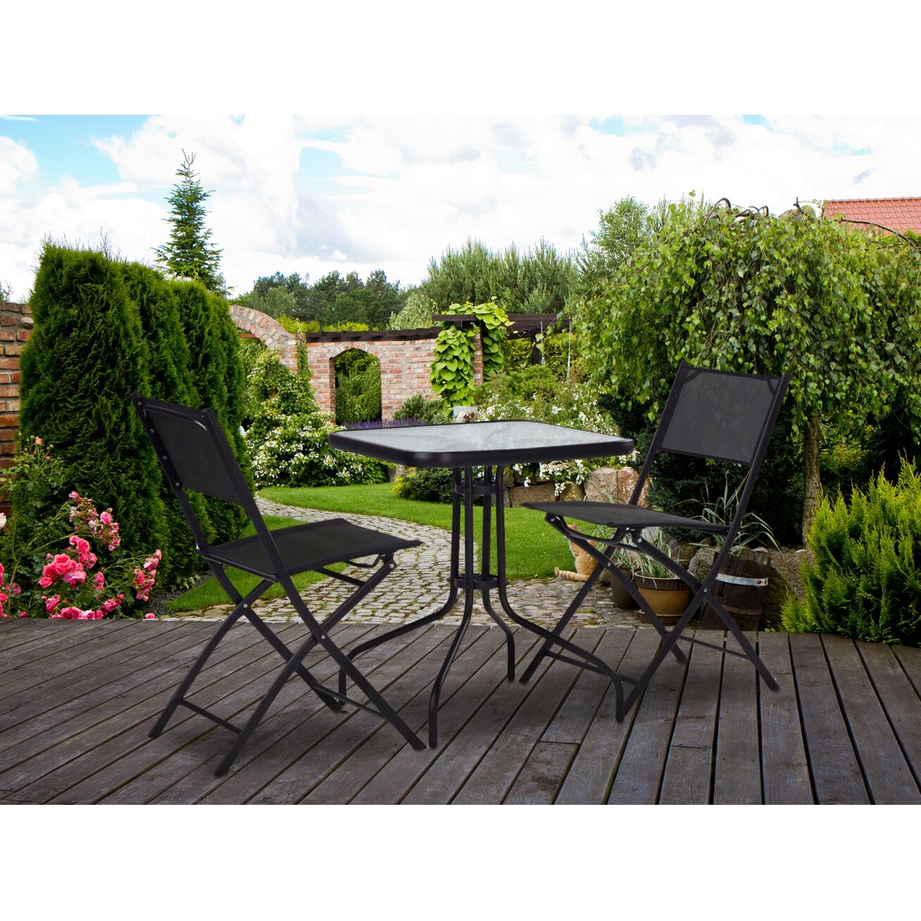 Sodo stalas, 60 cm grūdinto stiklo stalas sodo terasai, balkonui 2 Sodo stalas, 60 cm grūdinto stiklo stalas sodo terasai, balkonui 2