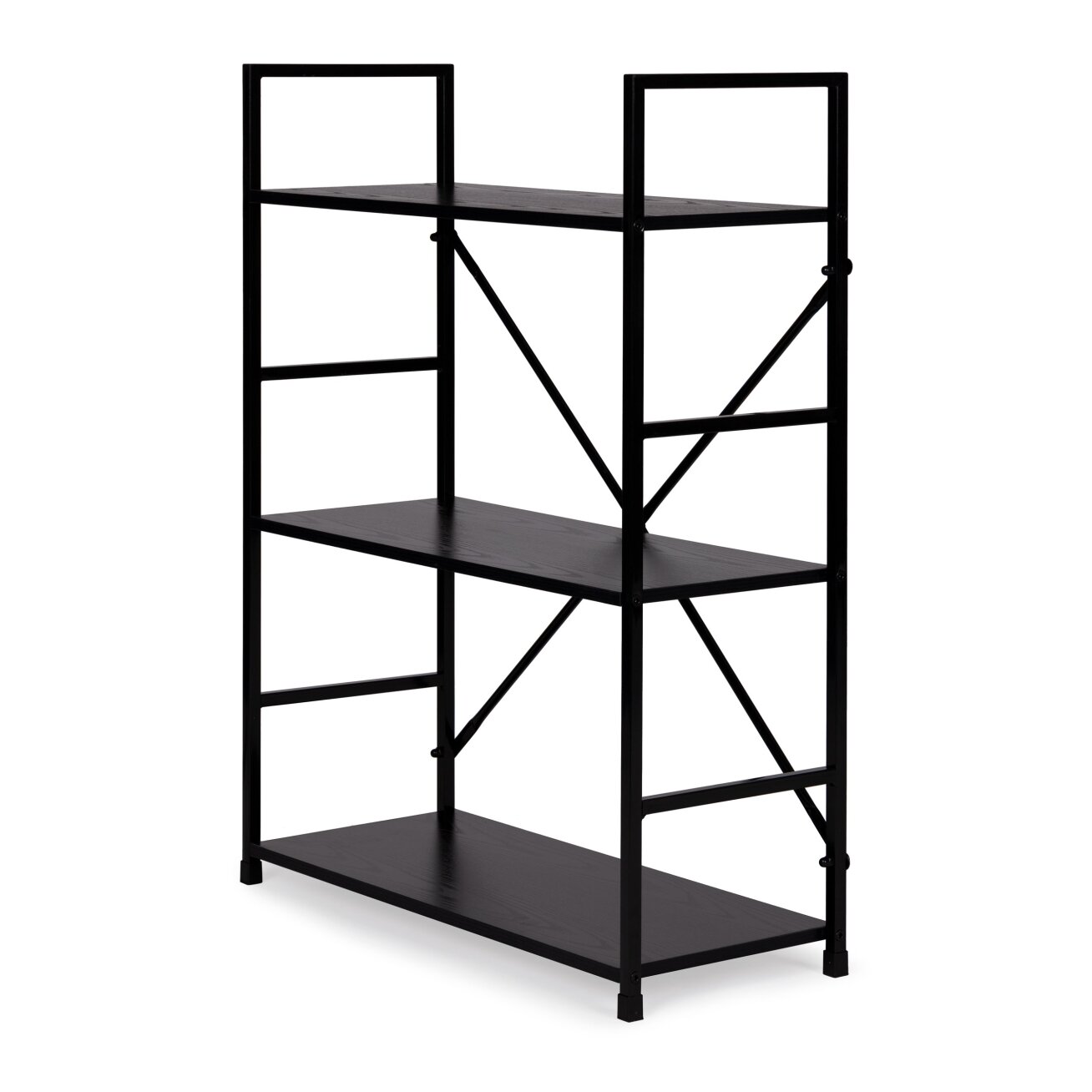 Plati medinė knygų lentyna su metaliniu rėmu, lofto stilius, ModernHome 2