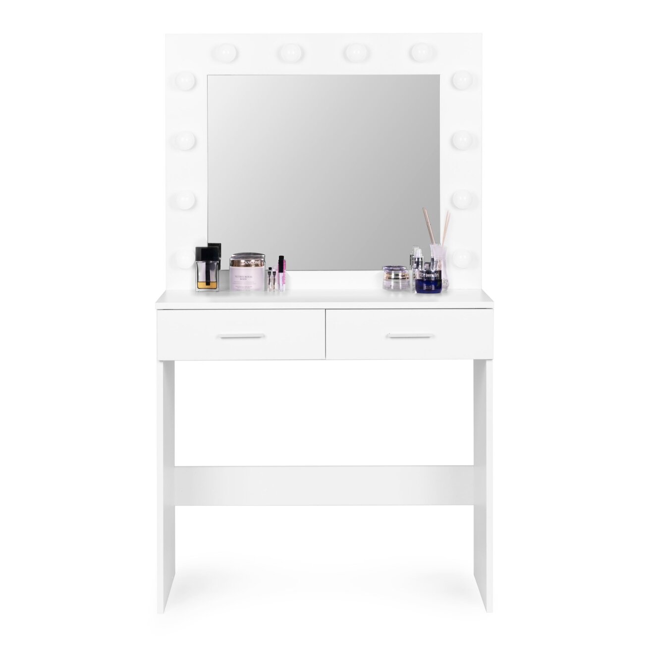 Didelis modernus kosmetinis tualetinis staliukas, veidrodis, apšvietimas, ModernHome 3 Didelis modernus kosmetinis tualetinis staliukas, veidrodis, apšvietimas, ModernHome 3
