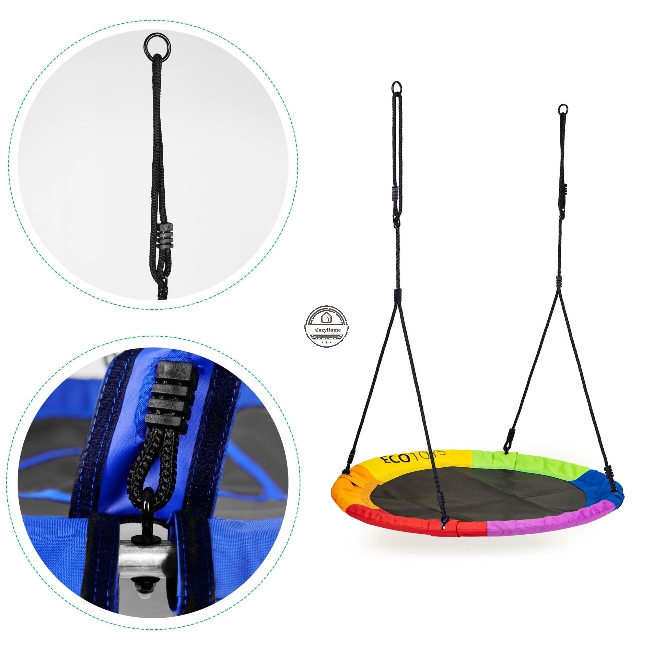 Gandro lizdo sodo sūpynės 100 cm spalvingos ECOTOYS 4 Gandro lizdo sodo sūpynės 100 cm spalvingos ECOTOYS 4