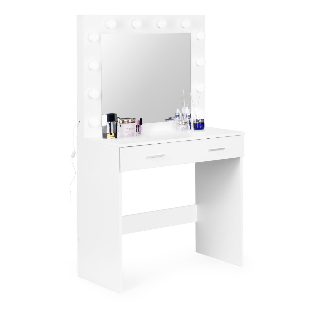 Didelis modernus kosmetinis tualetinis staliukas, veidrodis, apšvietimas, ModernHome 4 Didelis modernus kosmetinis tualetinis staliukas, veidrodis, apšvietimas, ModernHome 4