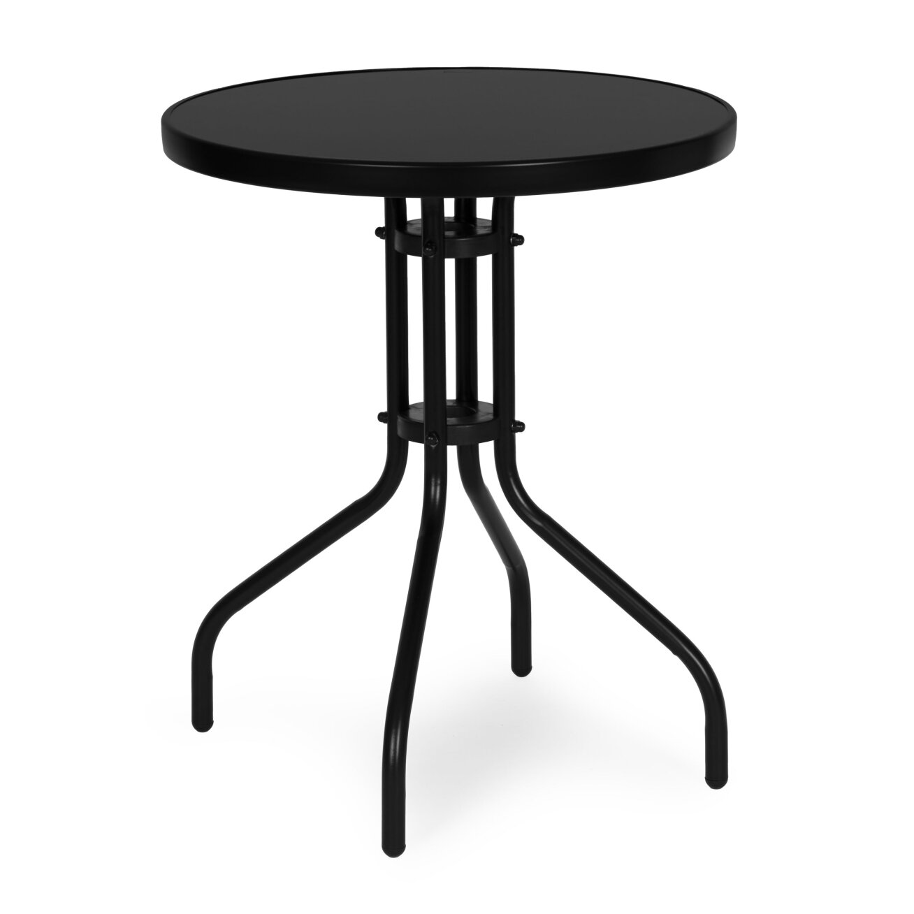 Apvalus sodo stalas, 60 cm, grūdinto stiklo stalas sodui, terasai, balkonui, juodas, „MultiGarden“ 5