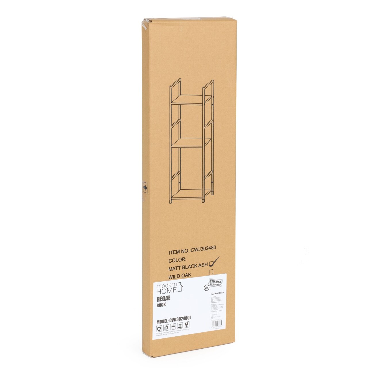 Plati moderni medinė lentyna su keturiomis lentynomis, LOFT stilius, juoda, ModernHome 6 Plati moderni medinė lentyna su keturiomis lentynomis, LOFT stilius, juoda, ModernHome 6