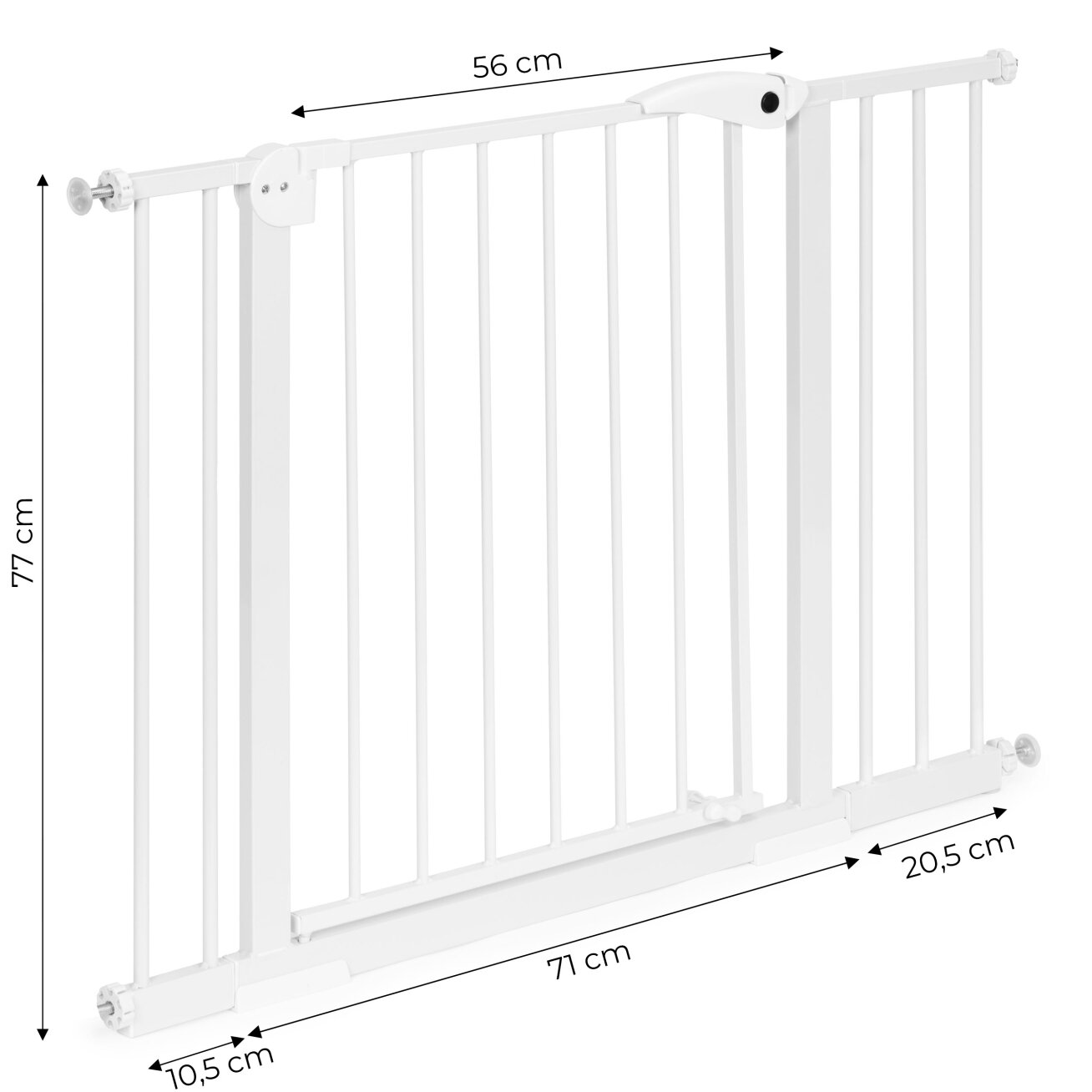 Apsauginiai varteliai 74-105 cm laiptams ir durims, plieniniai, su papildomomis panelėmis, balti ECOTOYS 7 Apsauginiai varteliai 74-105 cm laiptams ir durims, plieniniai, su papildomomis panelėmis, balti ECOTOYS 7