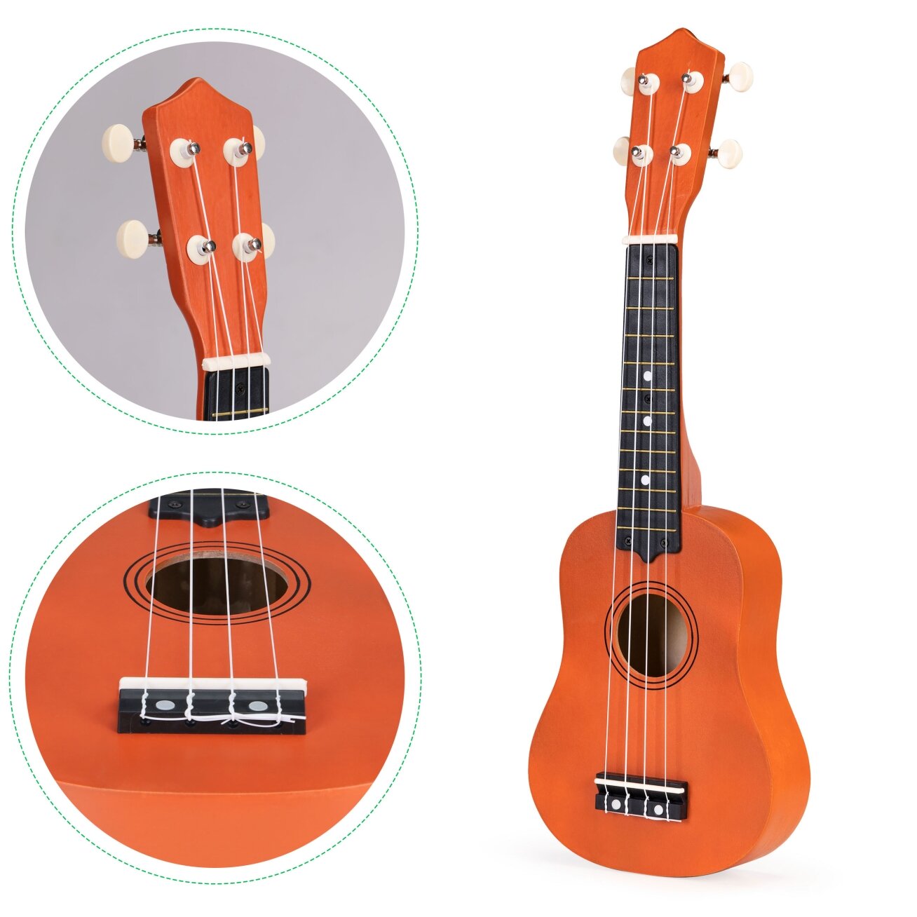 Medinė vaikiška ukulelė su nailoninėmis stygomis, ECOTOYS 8