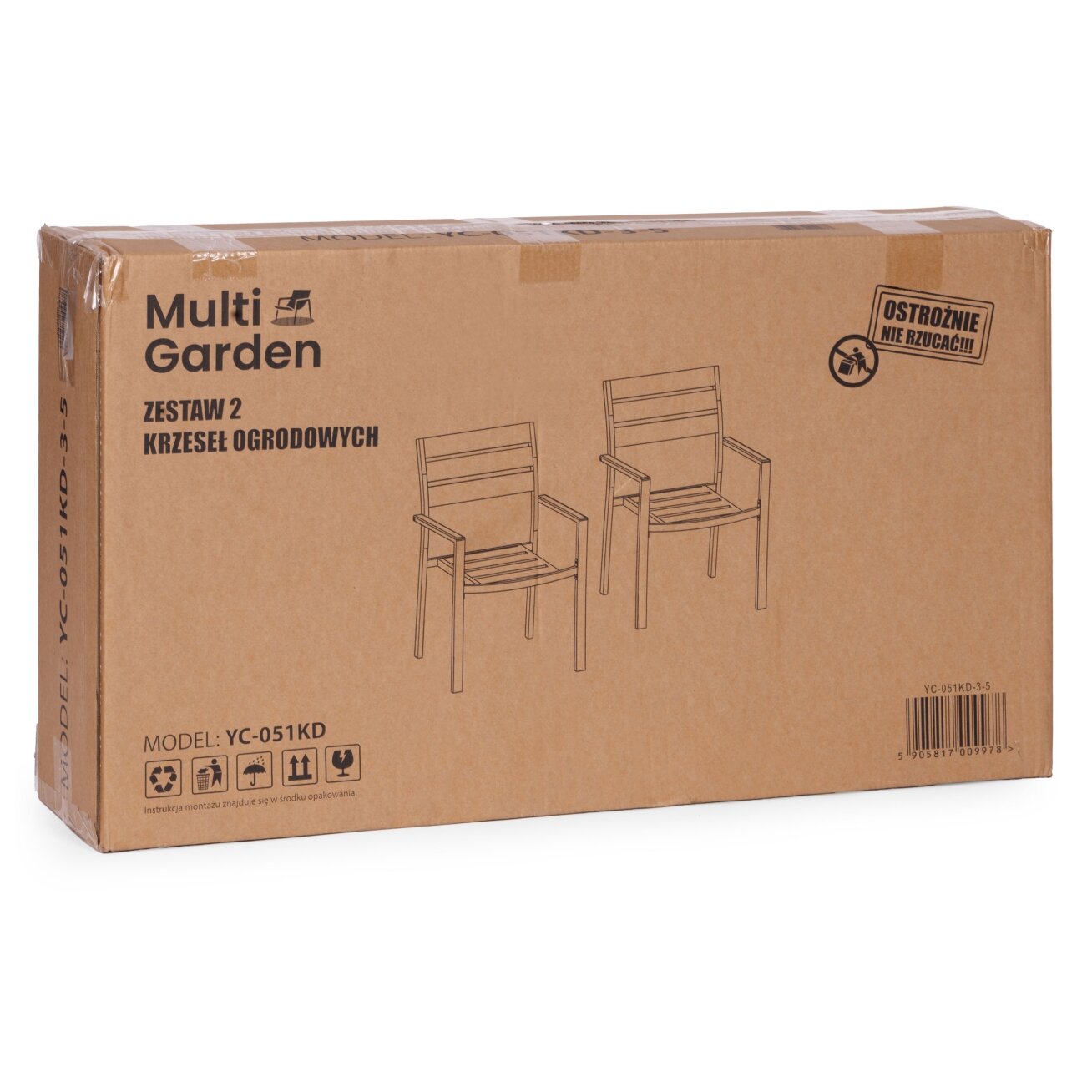 2 sodo kėdžių terasai ir balkonui, plienas, HDPE, juodos spalvos, „MultiGarden“ 8