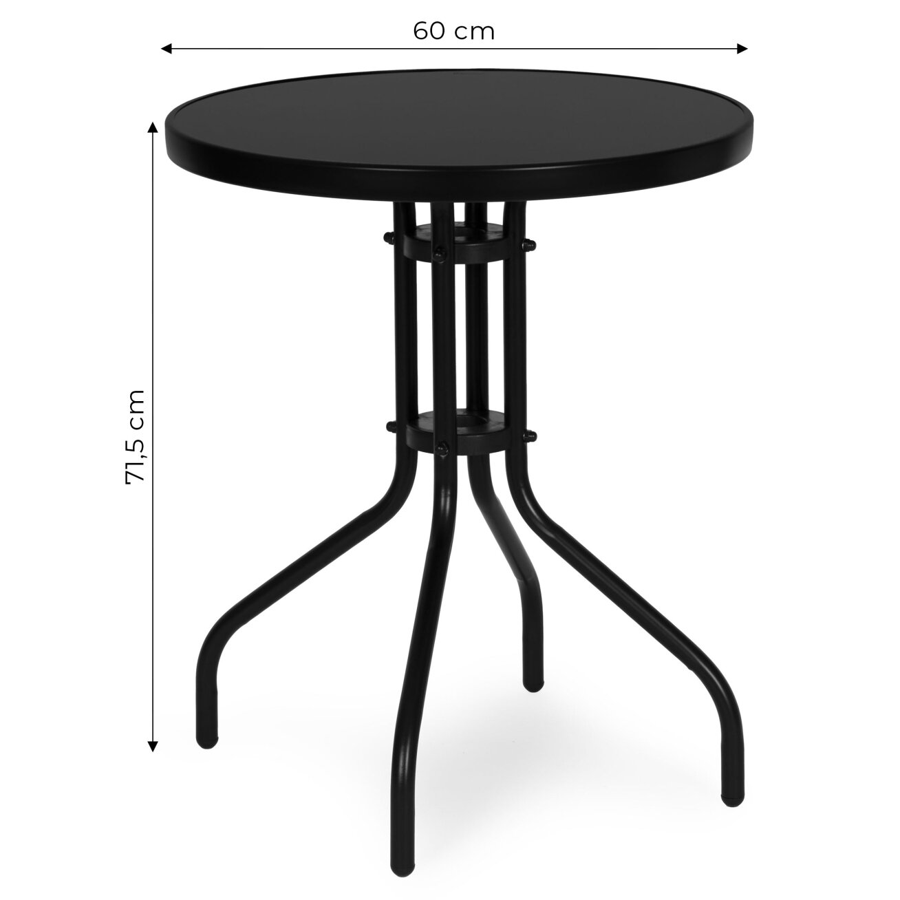 Apvalus sodo stalas, 60 cm, grūdinto stiklo stalas sodui, terasai, balkonui, juodas, „MultiGarden“ 8 Apvalus sodo stalas, 60 cm, grūdinto stiklo stalas sodui, terasai, balkonui, juodas, „MultiGarden“ 8