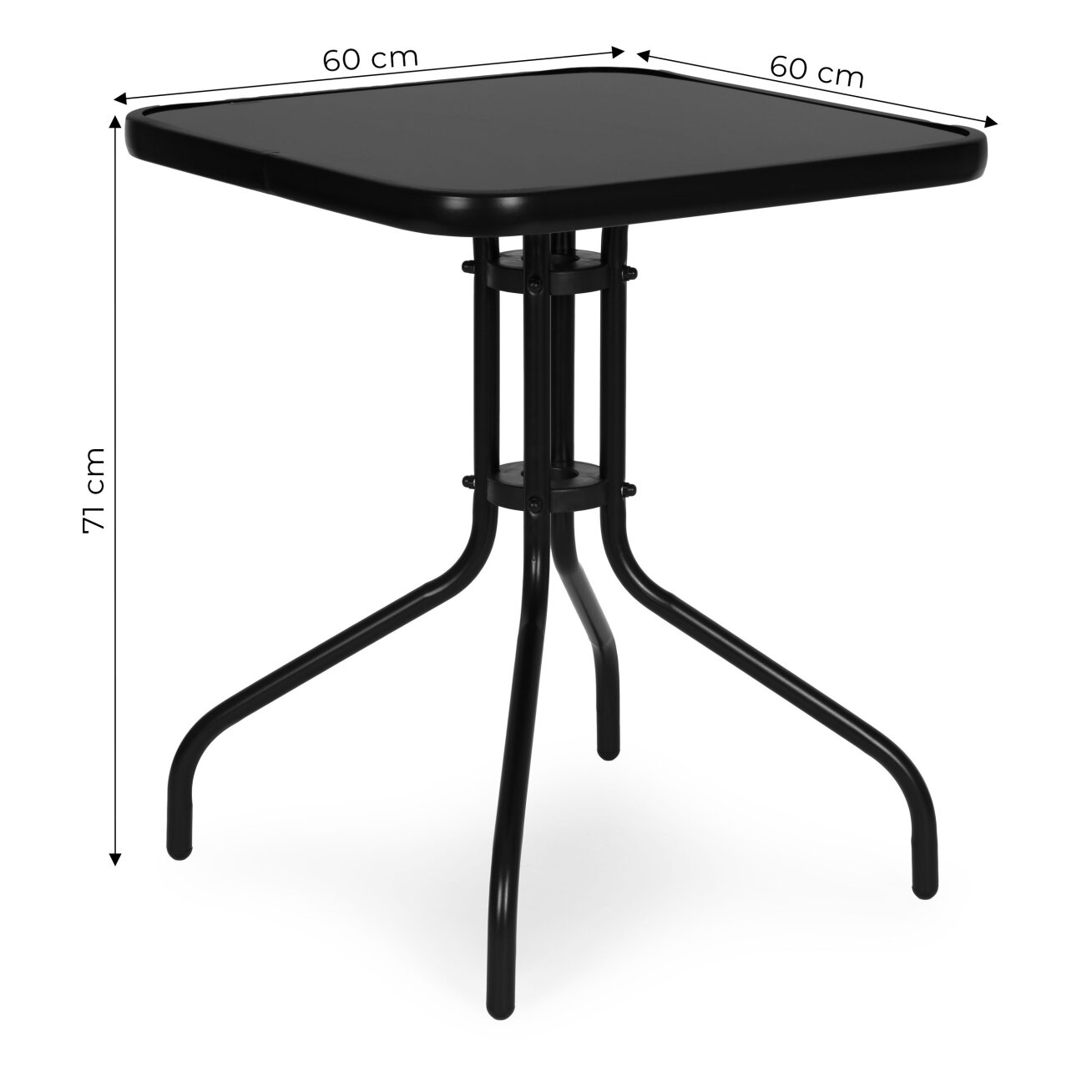 Kvadratinis sodo stalas, 60 cm, grūdinto stiklo stalas sodui, terasai, balkonui, juodas, „MultiGarden“ 8 Kvadratinis sodo stalas, 60 cm, grūdinto stiklo stalas sodui, terasai, balkonui, juodas, „MultiGarden“ 8