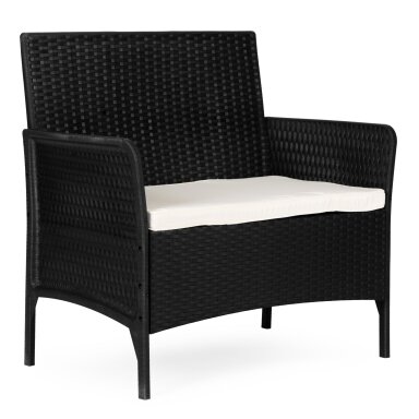 Dvivietė sodo sofa su pagalvėle, suolas balkonui, terasai, sodui, juodas, „MultiGarden“ Dvivietė sodo sofa su pagalvėle, suolas balkonui, terasai, sodui, juodas, „MultiGarden“