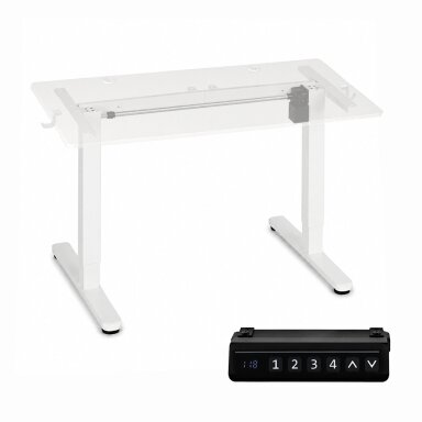 Elektrinis stalo rėmas, aukščio reguliavimas 72–118 cm, stalviršio pakėlimas iki 160 cm, baltas ModernHome