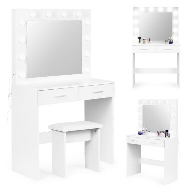 Didelis modernus kosmetinis tualetinis staliukas, veidrodis, apšvietimas, ModernHome