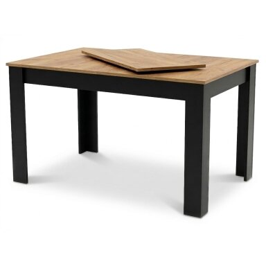 Stačiakampis išskleidžiamas stalas 120-160x80 cm virtuvei-valgomajam 4-6 asmenims, ąžuolo medienos