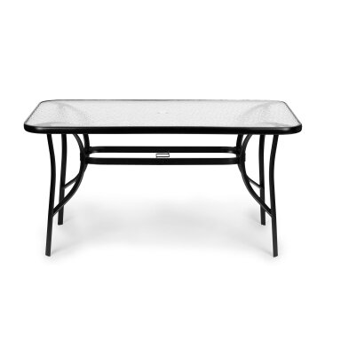 Stiklinis sodo stalas 120 × 70 cm terasai ir sodui, grūdintas stiklas, skylė skėčiui, MultiGarden Stiklinis sodo stalas 120 × 70 cm terasai ir sodui, grūdintas stiklas, skylė skėčiui, MultiGarden
