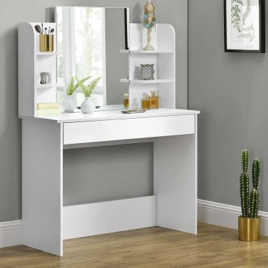 Modernus kosmetinis staliukas su dideliu veidrodžiu, ModernHome