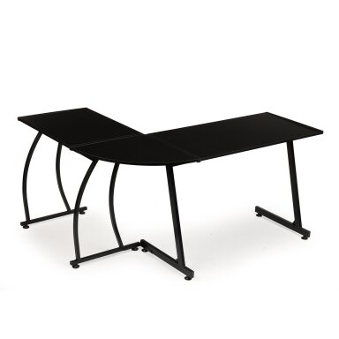 Kampinis biuro stalas lofto stiliaus, juodas, ModernHome