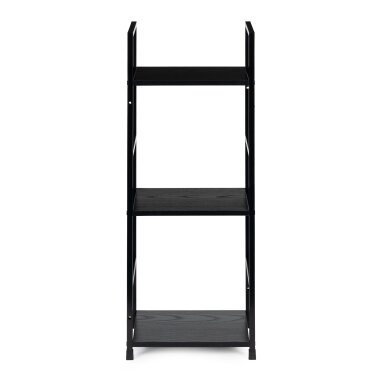 Plati moderni medinė lentyna su keturiomis lentynomis, LOFT stilius, juoda, ModernHome