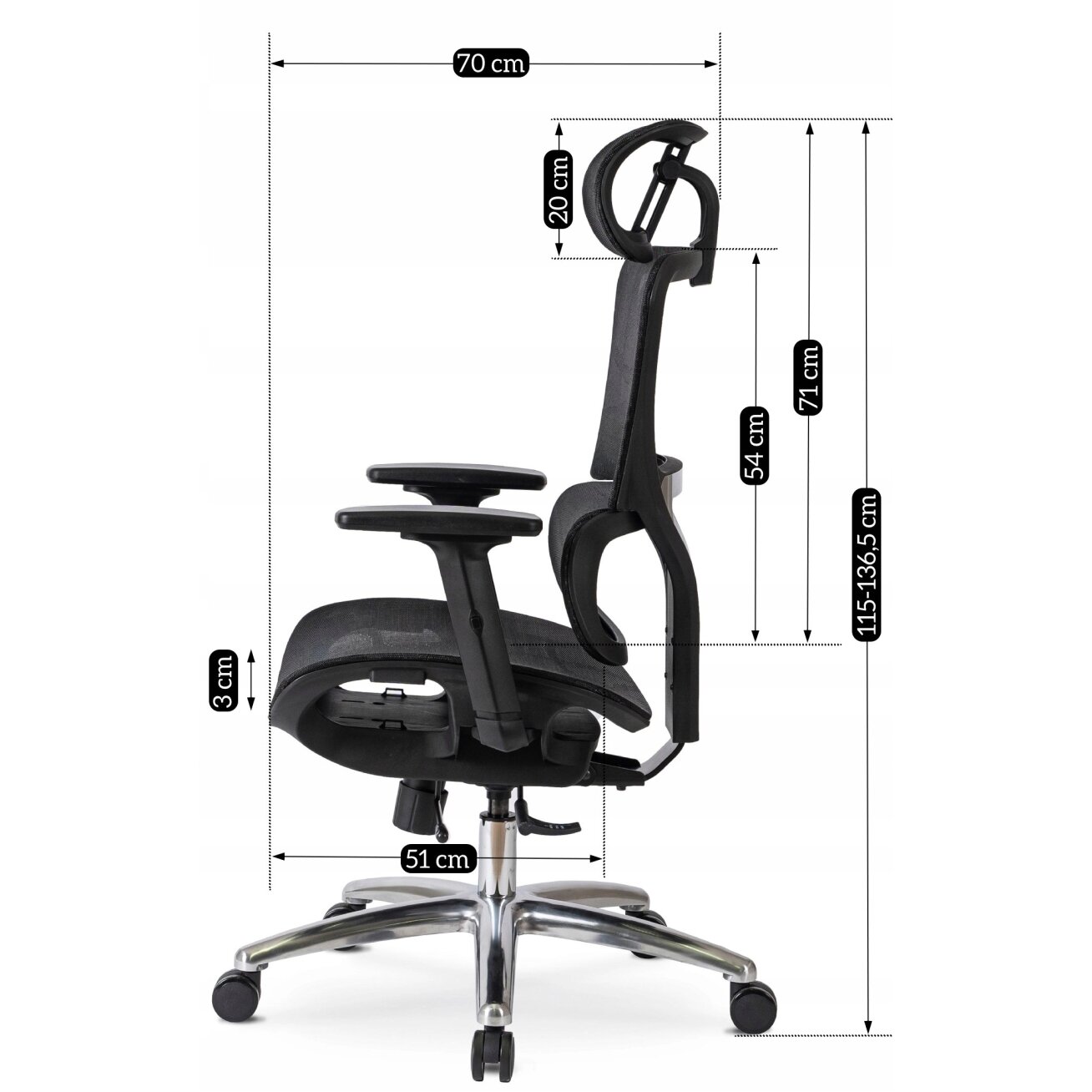 Ergonominė biuro pasukama kėdė ROYAL, juoda 16