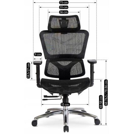 Ergonominė biuro pasukama kėdė ROYAL, juoda 15