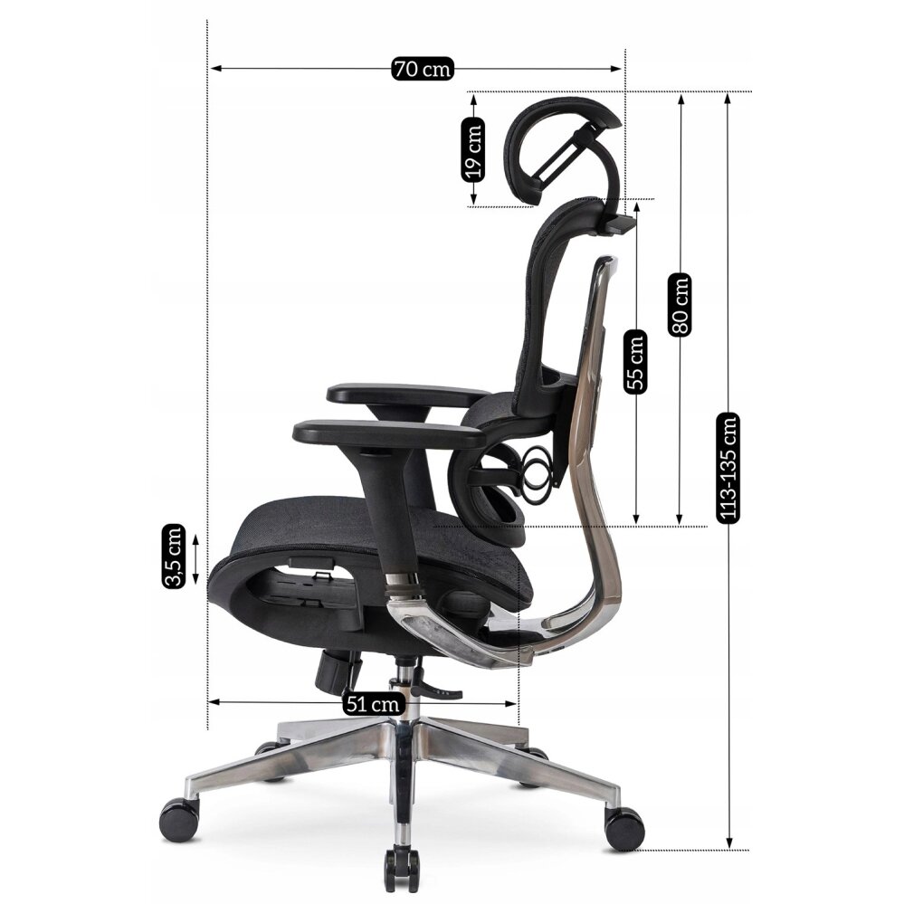 Ergonominė sukamoji biuro kėdė NINO, juoda 13 Ergonominė sukamoji biuro kėdė NINO, juoda 13