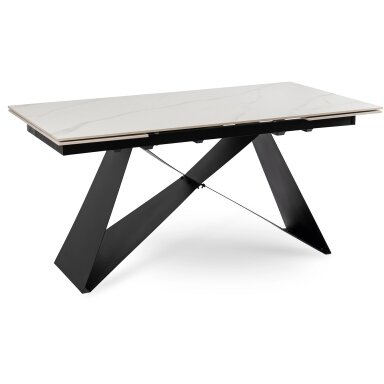 VICTOR stačiakampis ištraukiamas stalas, 160–240 cm, keramika, baltas marmuras/juodas, moderniam lofto stiliaus valgomajam VICTOR stačiakampis ištraukiamas stalas, 160–240 cm, keramika, baltas marmuras/juodas, moderniam lofto stiliaus valgomajam