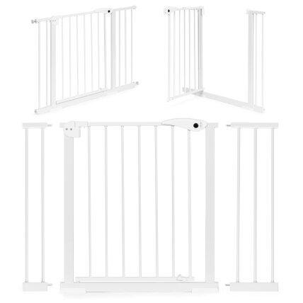 Apsauginiai varteliai 74-105 cm laiptams ir durims, plieniniai, su papildomomis panelėmis, balti ECOTOYS