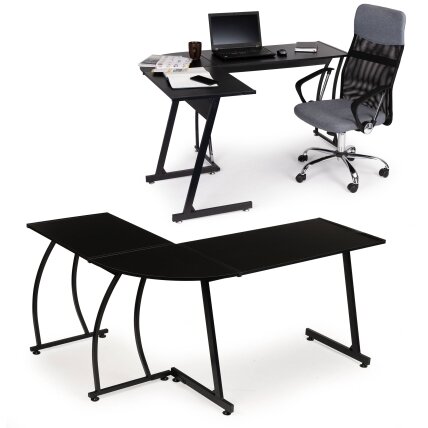 Kampinis biuro stalas lofto stiliaus, juodas, ModernHome