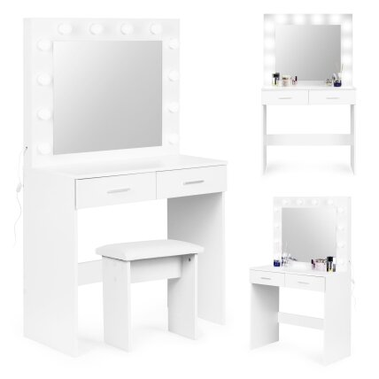 Didelis modernus kosmetinis tualetinis staliukas, veidrodis, apšvietimas, ModernHome Didelis modernus kosmetinis tualetinis staliukas, veidrodis, apšvietimas, ModernHome