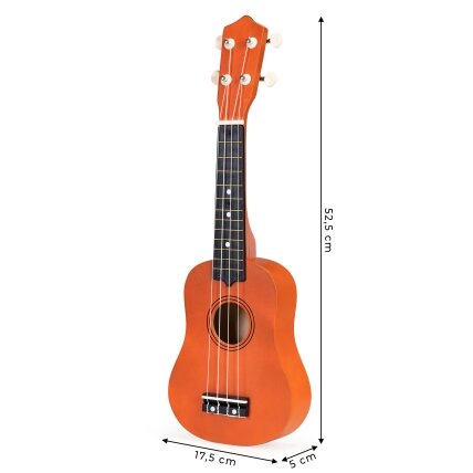 Medinė vaikiška ukulelė su nailoninėmis stygomis, ECOTOYS 9