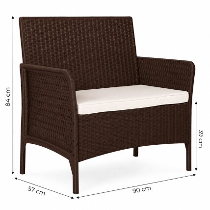 Dvivietė sodo sofa su pagalvėle, suolas balkonui, terasai, sodui, ruda, „MultiGarden“ 9