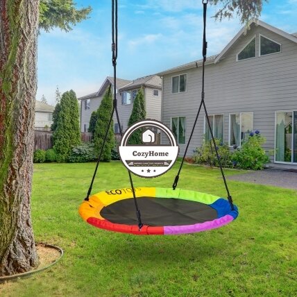 Gandro lizdo sodo sūpynės 100 cm spalvingos ECOTOYS 1 Gandro lizdo sodo sūpynės 100 cm spalvingos ECOTOYS 1
