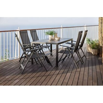 Keturių sulankstomų sodo kėdžių rinkinys su reguliuojamu atlošu, pilkos 1