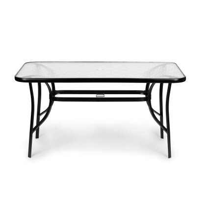 Stiklinis sodo stalas 120 × 70 cm terasai ir sodui, grūdintas stiklas, skylė skėčiui, MultiGarden 1
