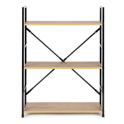 Medinė lentyna su metaliniu rėmu, plati LOFT, 3 lentynos, ModernHome 1 Medinė lentyna su metaliniu rėmu, plati LOFT, 3 lentynos, ModernHome 1