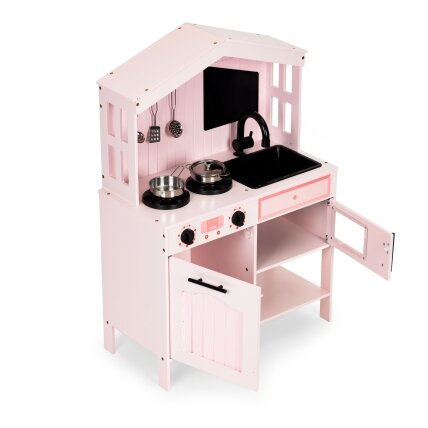 Medinė vaikiška virtuvė su orkaite, mikrobangų krosnele, degikliais ir priedais, ECOTOYS 1