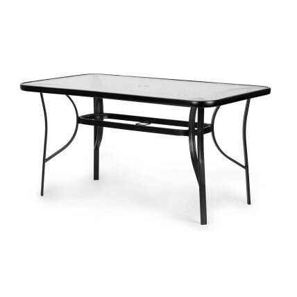 Stiklinis sodo stalas 120 × 70 cm terasai ir sodui, grūdintas stiklas, skylė skėčiui, MultiGarden 2