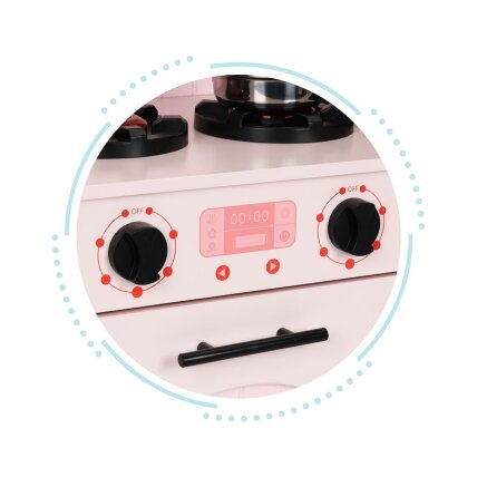 Medinė vaikiška virtuvė su orkaite, mikrobangų krosnele, degikliais ir priedais, ECOTOYS 2 Medinė vaikiška virtuvė su orkaite, mikrobangų krosnele, degikliais ir priedais, ECOTOYS 2