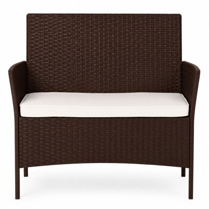 Dvivietė sodo sofa su pagalvėle, suolas balkonui, terasai, sodui, ruda, „MultiGarden“ 3