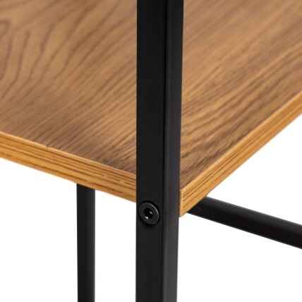 Moderni medinė knygų lentyna–naktinis staliukas su dviem lentynomis, lofto stilius 3