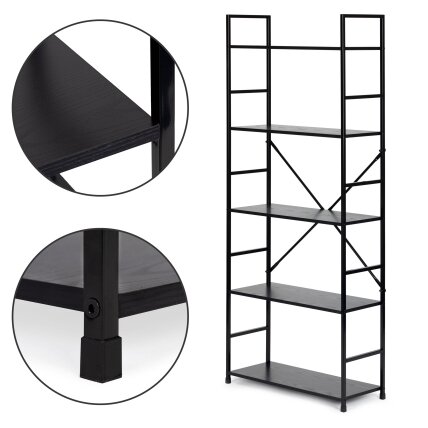 Plati medinė lentyna su metaliniu rėmu, LOFT stilius, trijų lentynų, ModernHome 3 Plati medinė lentyna su metaliniu rėmu, LOFT stilius, trijų lentynų, ModernHome 3