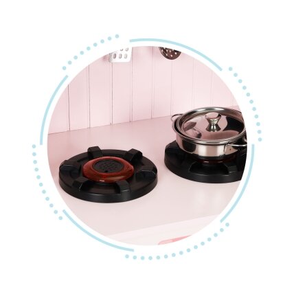 Medinė vaikiška virtuvė su orkaite, mikrobangų krosnele, degikliais ir priedais, ECOTOYS 3
